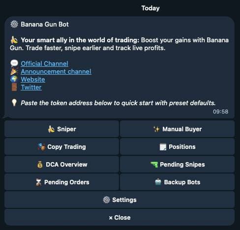 Banana Gun bot interface