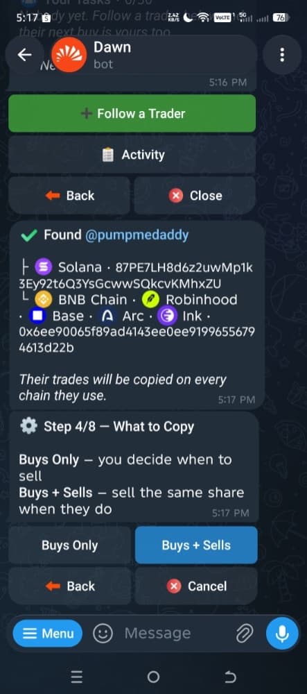 Dawn Copytrade wizard, step 4: What to Copy